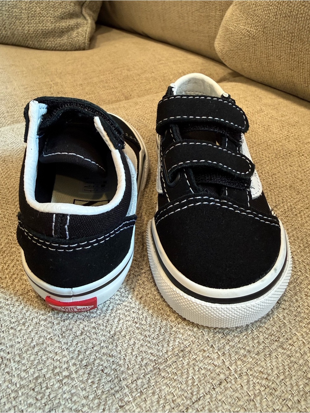 Vans Kids Black and White Double-Strap Canvas Sneakers